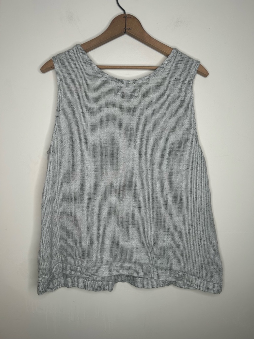 Flax Blousy Black Cream 100% Linen Tank Top Pockets Size M - Picture 5 of 7